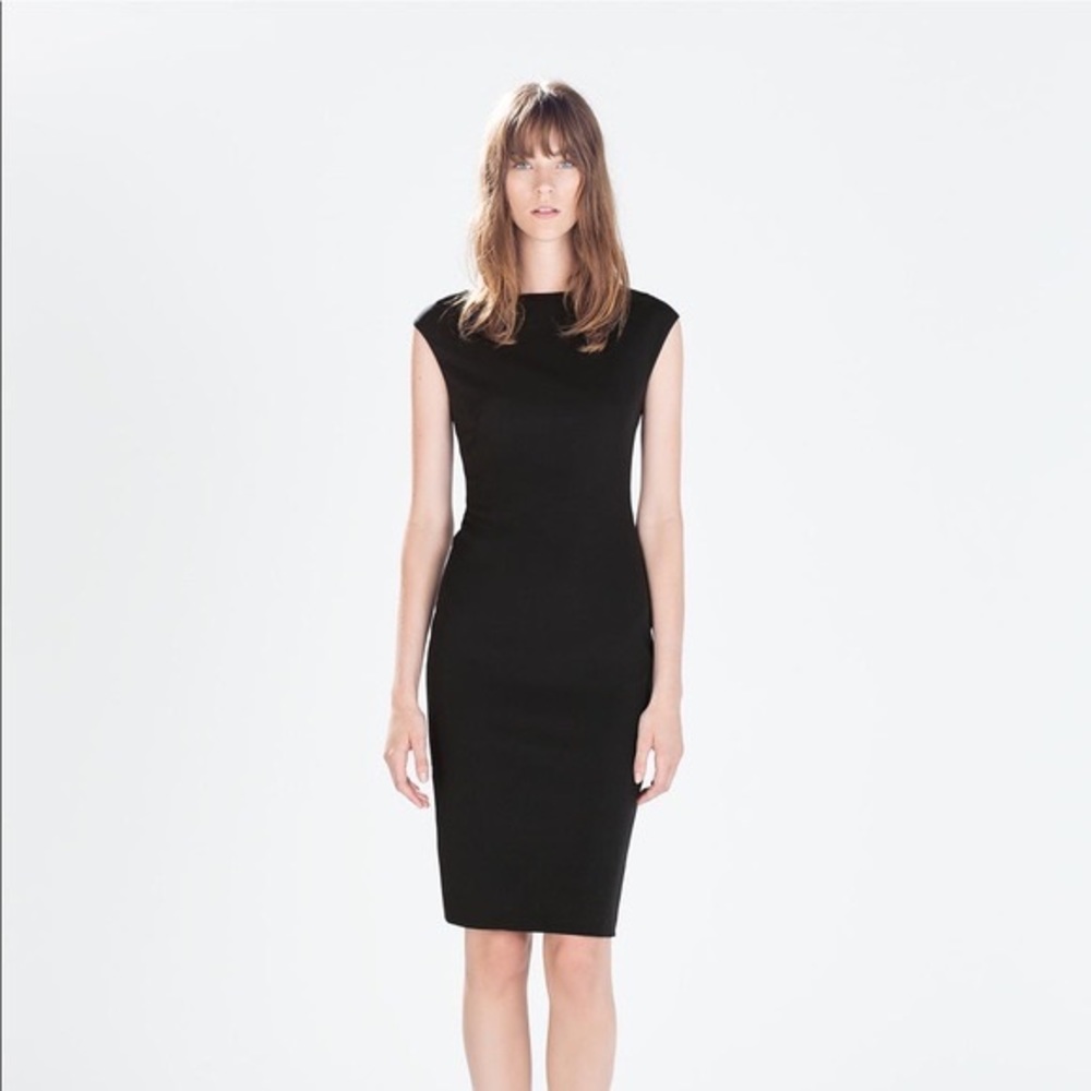 ZARA Black Midi Pencil Cut Dress